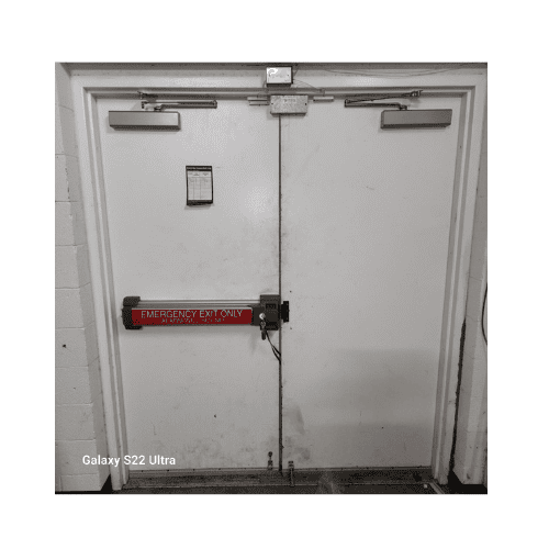 White Door With Panic Bar &Amp; Exit Devices In Germantown Md By King Locksmith And Doors