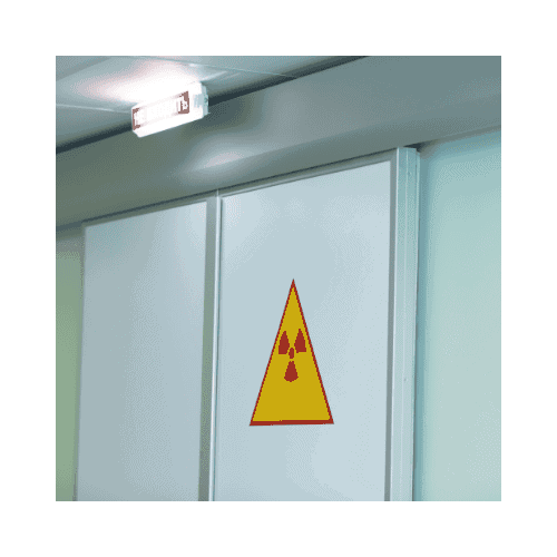 A Radiation Shield Door In Ellicott City Md With Its Sign.
