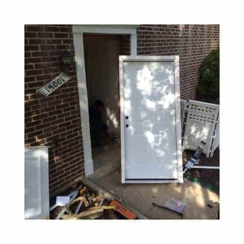 White With Damage On Its Door Hardware. King Locksmith Is Available For Door Hardware Repair In Burtonsville Md