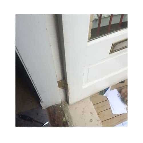 White Door Jamb Repaired By King Locksmith And Doors Inc. In Catonsville Maryland