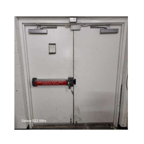 White Door With Panic Bar &Amp; Exit Devices In Crofton Md By King Locksmith And Doors