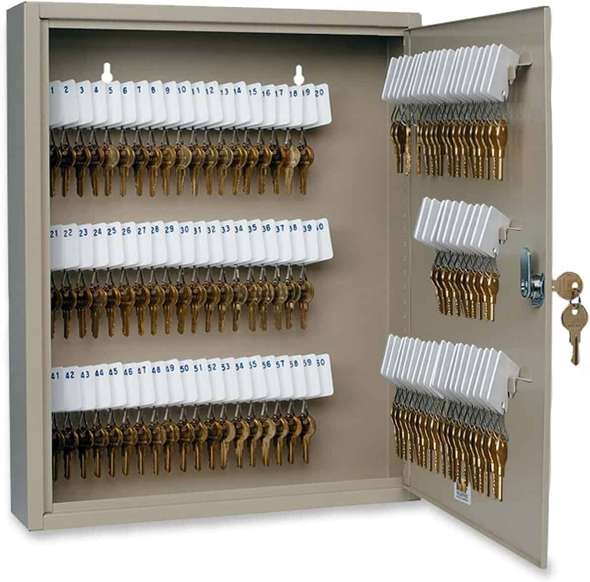 Organized master key system cabinet showing labeled keys used for structured, multi-level access control in College Park properties.