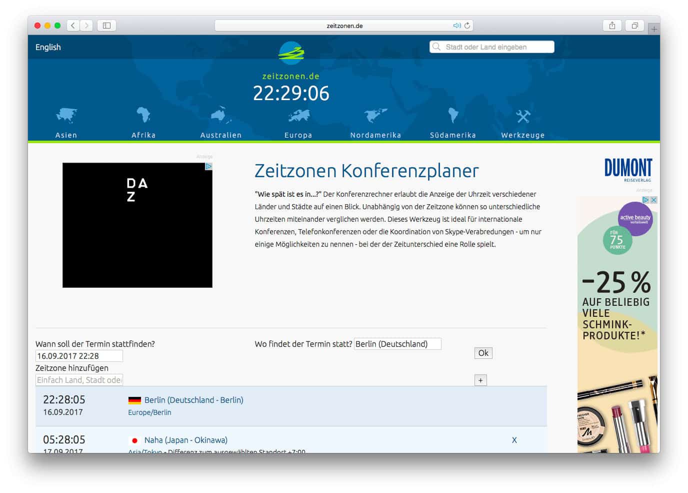 Zeitzonen Konferenzplaner