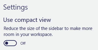 Turn "Off" the "Use compact view" option