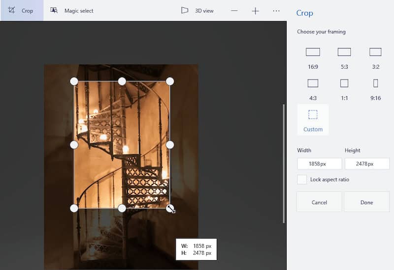 Cropping in Paint 3D