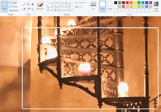 Draw your cropping selection inside the outline