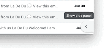 Show the side panel to open Google Keep notes in Gmail