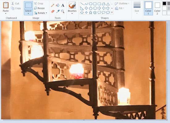 The newly cropped image in Paint