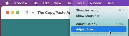 Select “Tools | Adjust Size…” in Preview