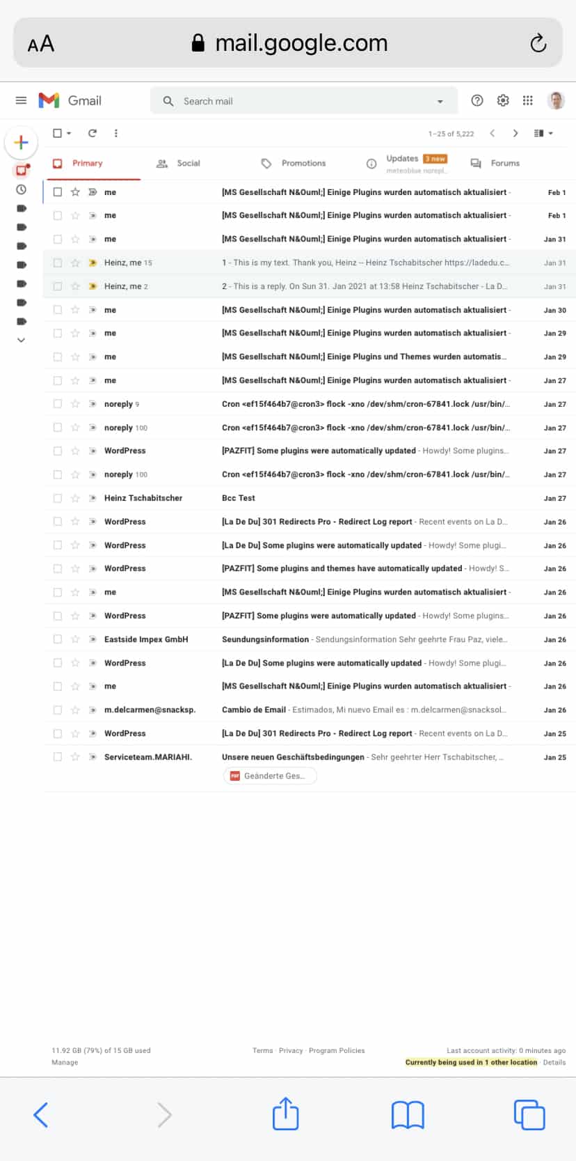 Gmail desktop version in a mobile browser