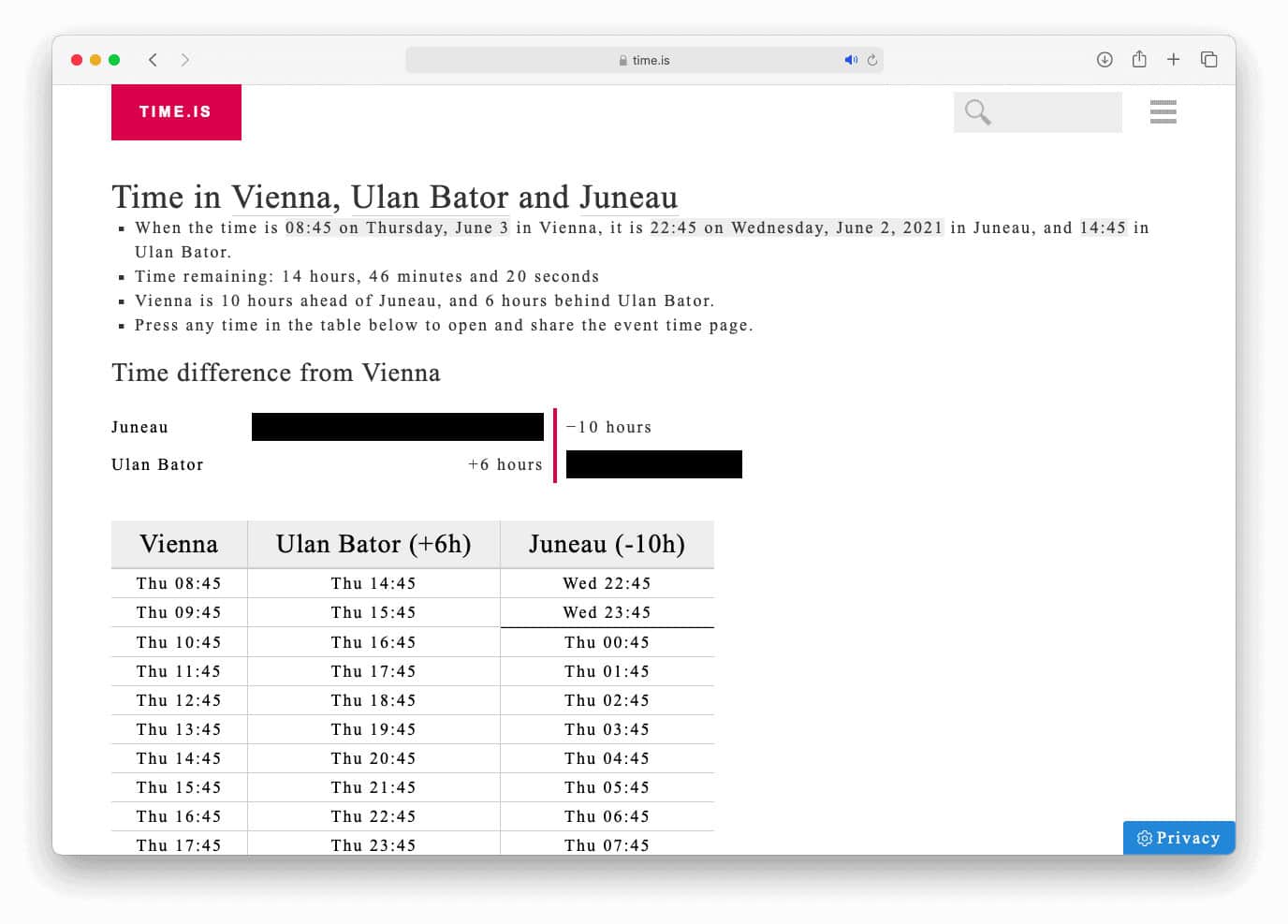 Time.is Time Here&There Time Zone Converter