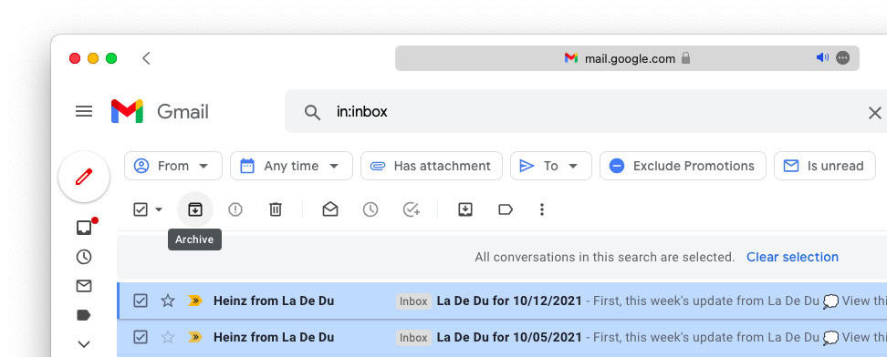 Archive all emails in Gmail in one go