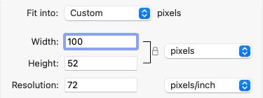 Pick image dimensions to resize the image in Preview