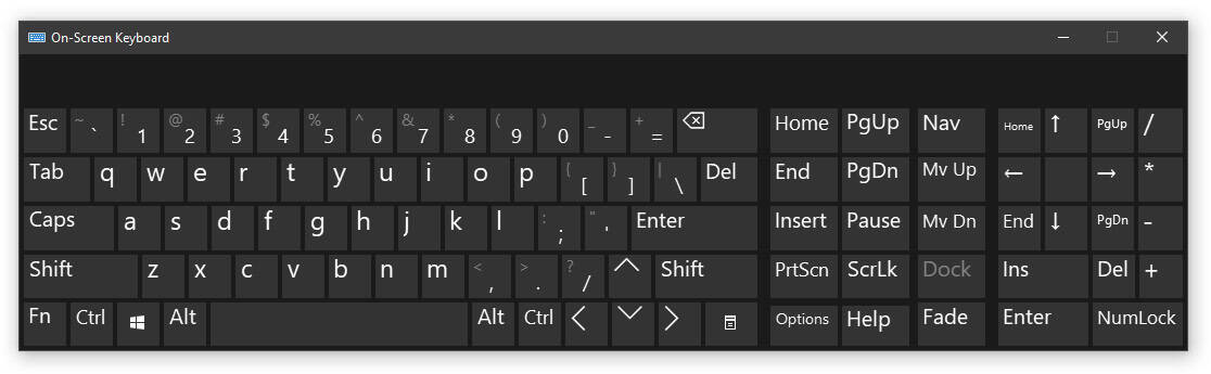 Using the on-screen keyboard built into Windows 10