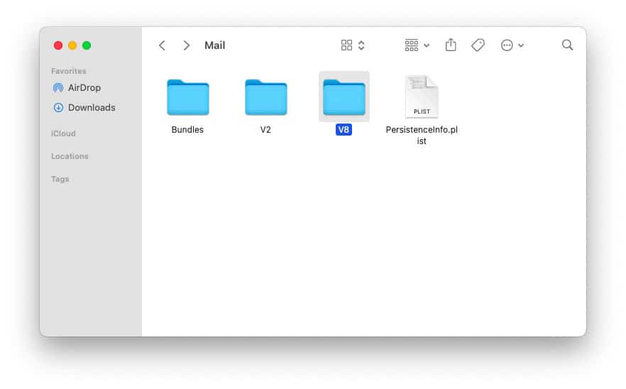 macOS email is stored in folders by Mail version