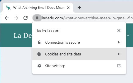 Select “Cookies and site data” to see all a site’s cookies in Chrome