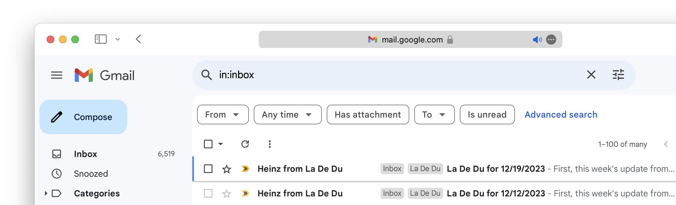 A Gmail search term that gives you a view of all emails in your inbox (no tabs)