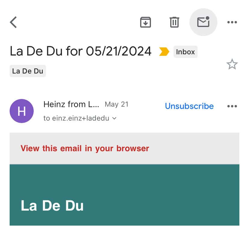 Marking an email unread in the Gmail app