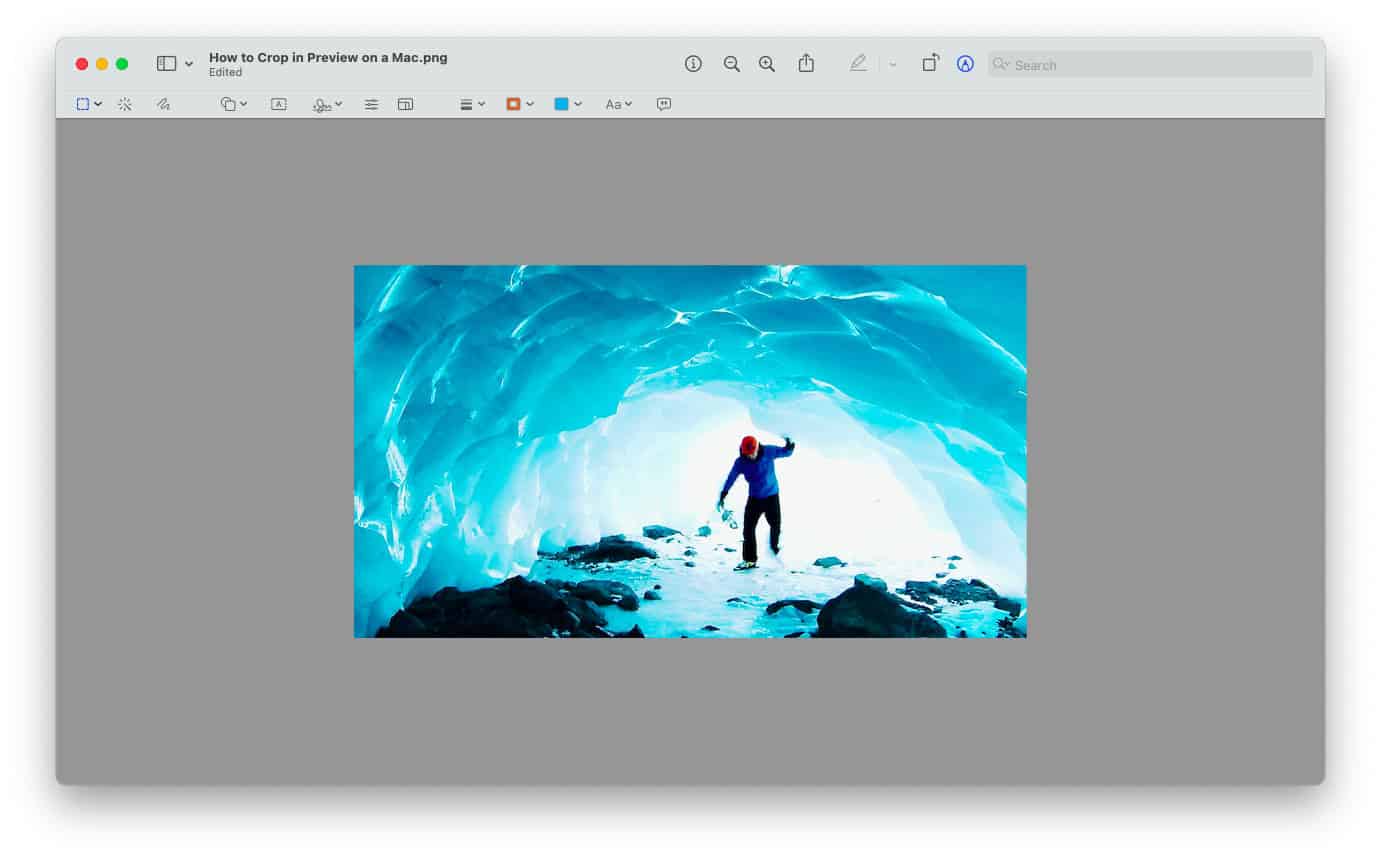 Crop using “Command K” in Preview on a Mac