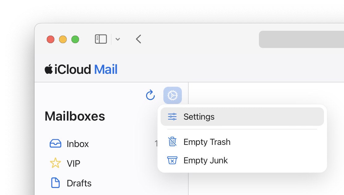 Open iCloud Mail settings in your browser