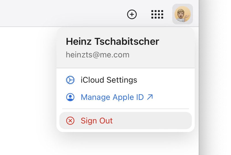 Select “Sign Out” on iCloud.com to sign out