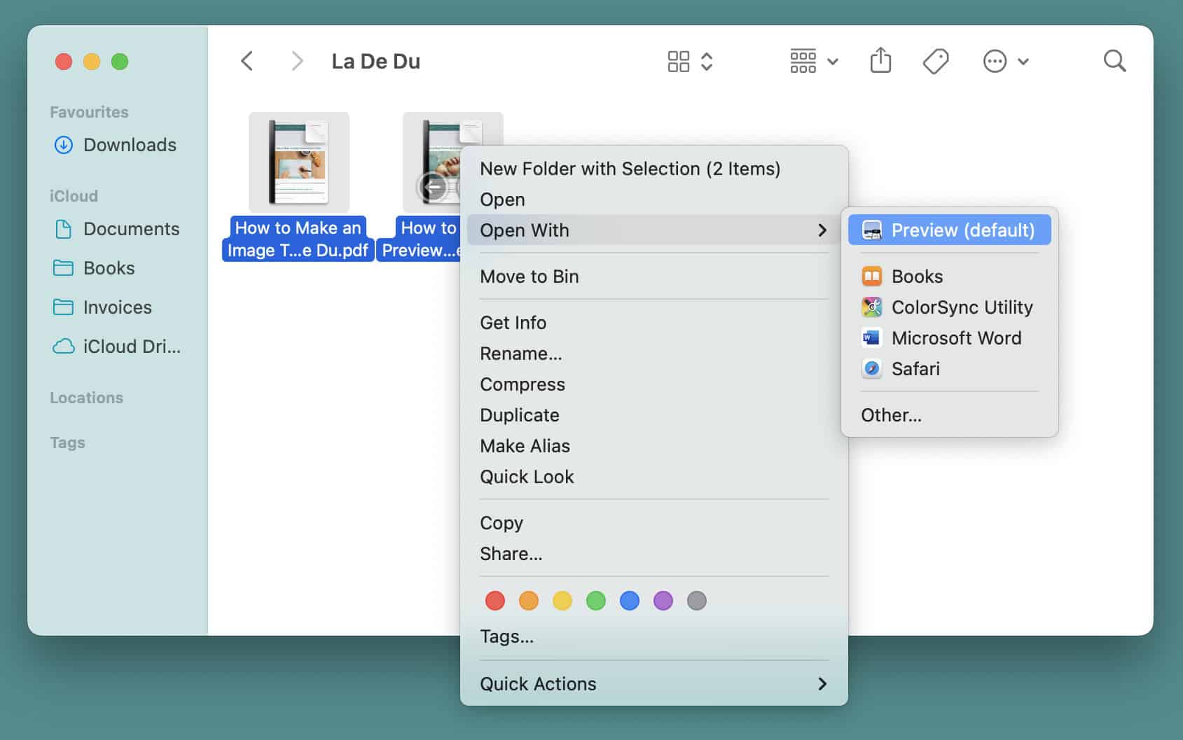 Open multiple PDF files in Preview from Mac Finder