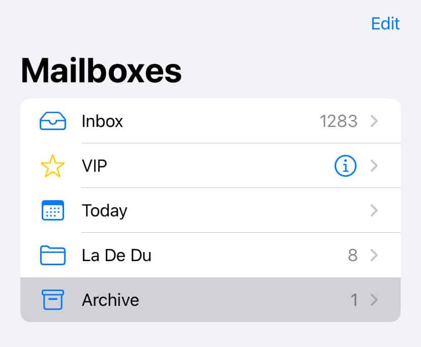 Tap the “Archive” folder either under favorite mailboxes or under the account