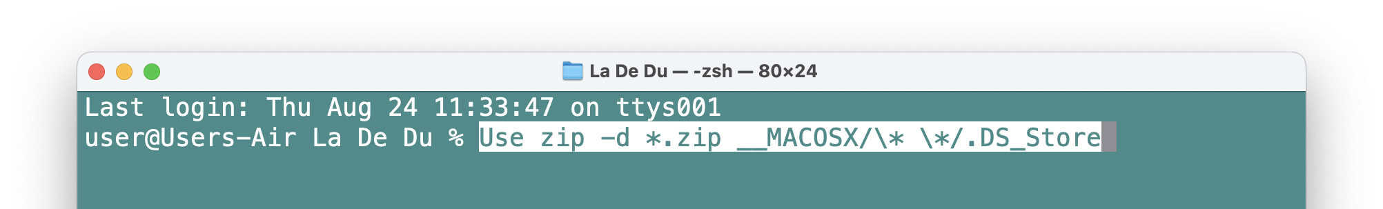 Removing __MACOSX and DS_Store from a ZIP file on a Mac