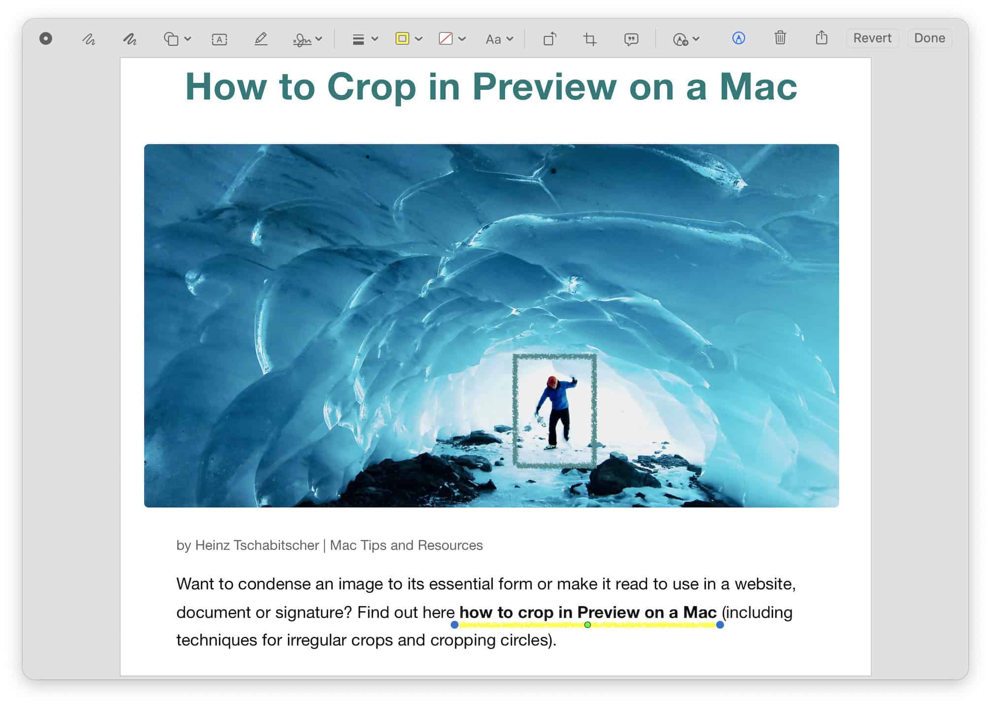 Use the line tool to draw a straight underline on a Mac screenshot