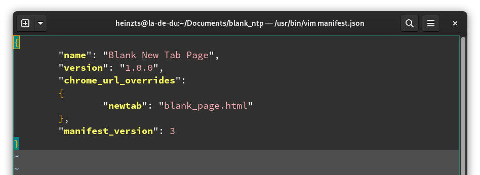 Blank New Tab Page manifest.json