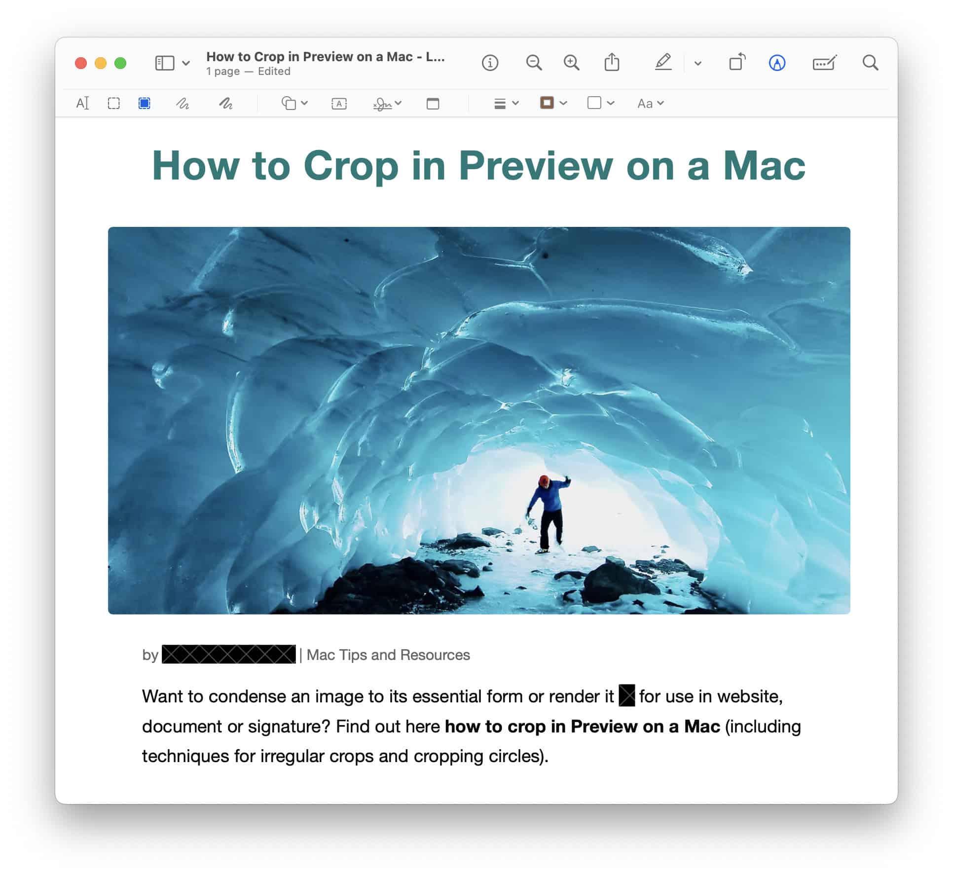 Redacting text blackens it out in a Mac screenshot