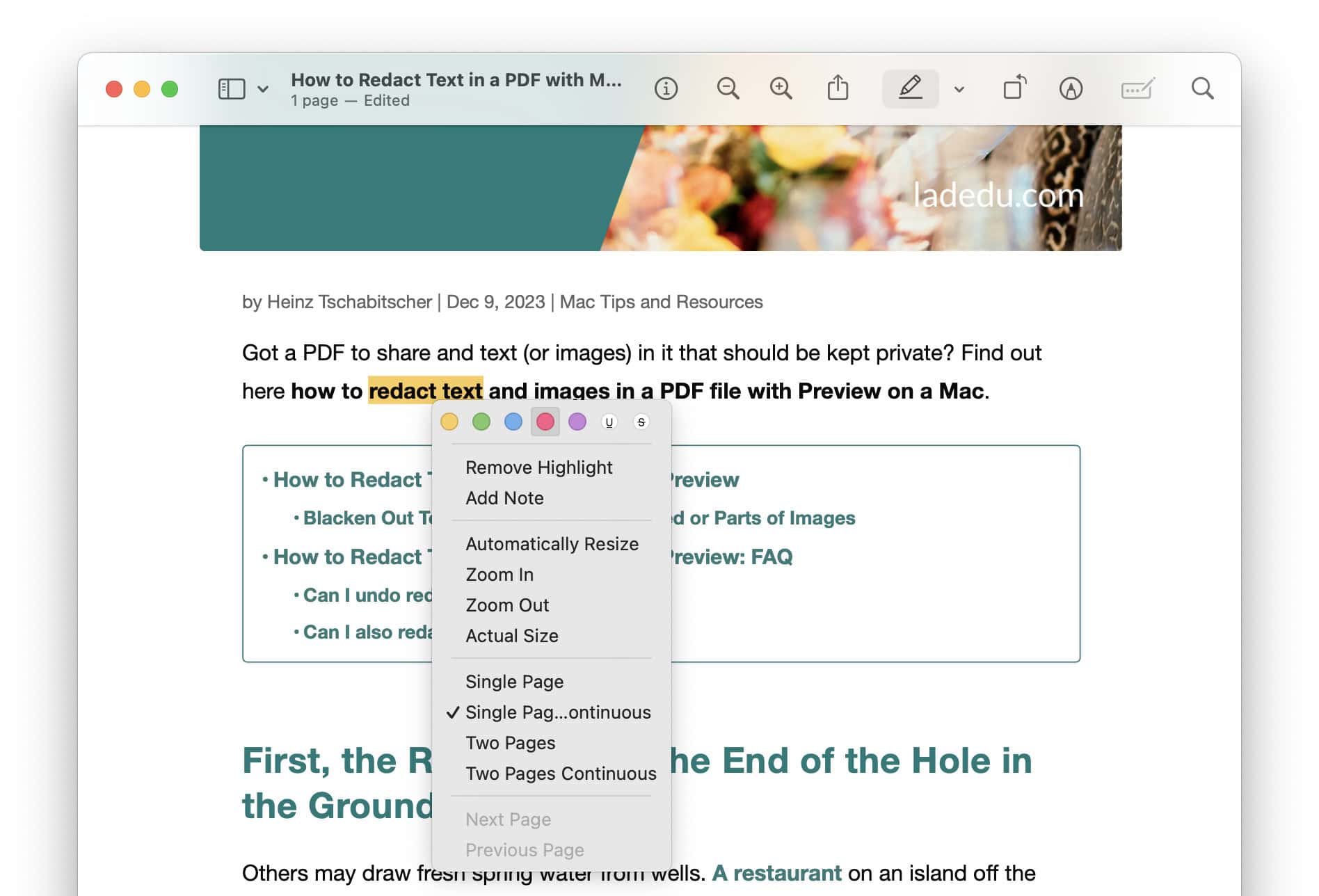 You can change the color for a PDF highlight in Preview