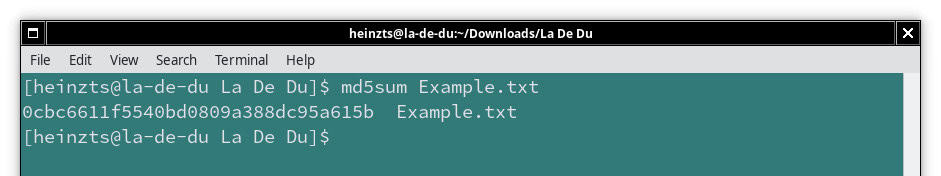 Verify an MD5 hash checksum using md5sum on Linux