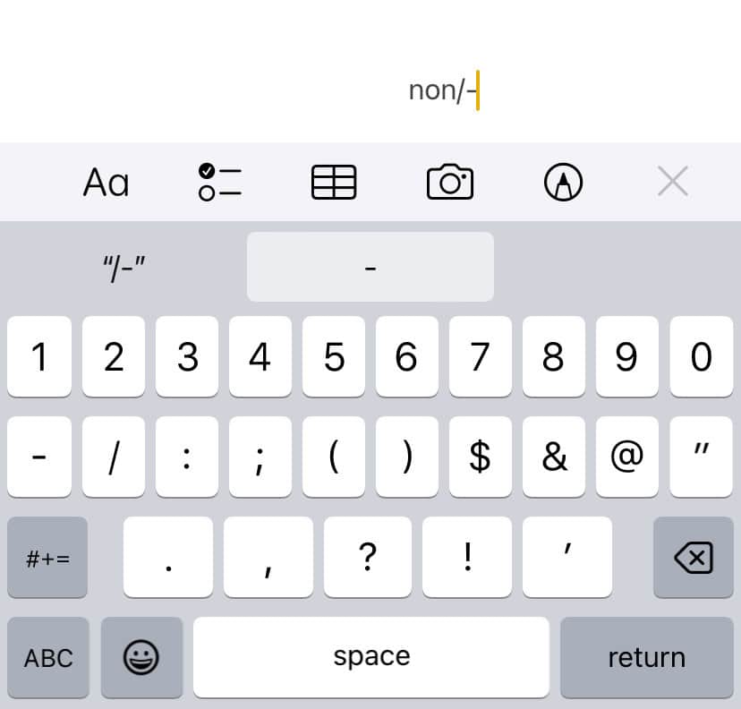 Inserting a non-breaking hyphen on an iPhone