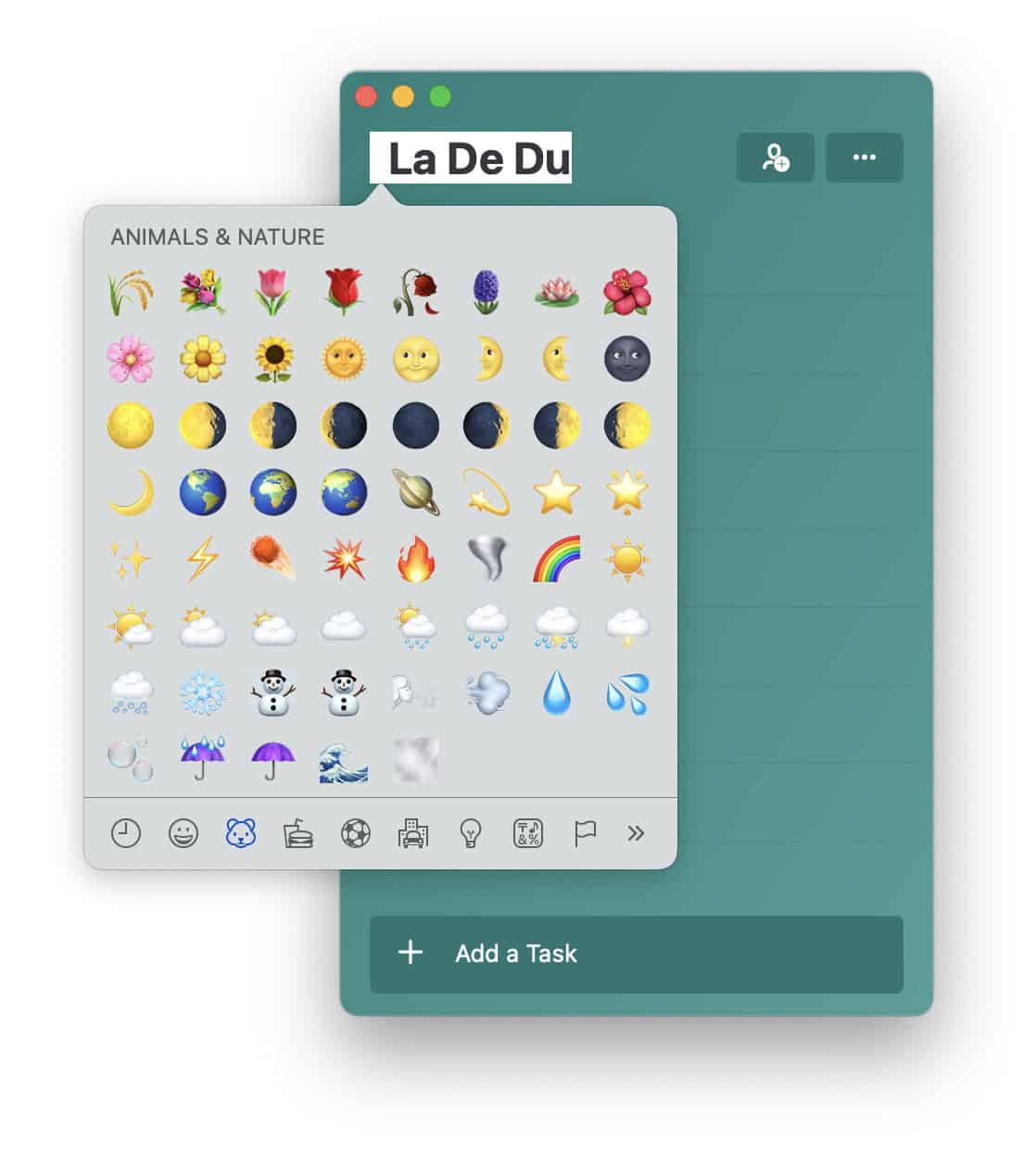 Add any emoji to a list title in MS To Do for Mac