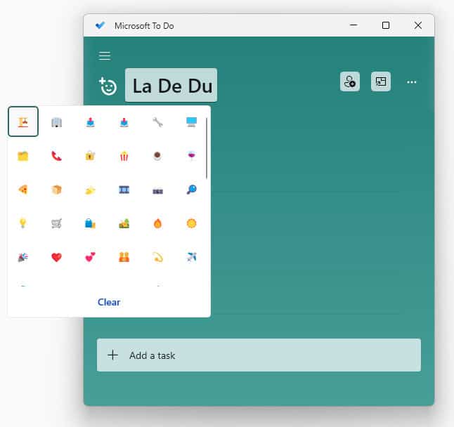 Choose the emoji you want to use for the list from the selection
