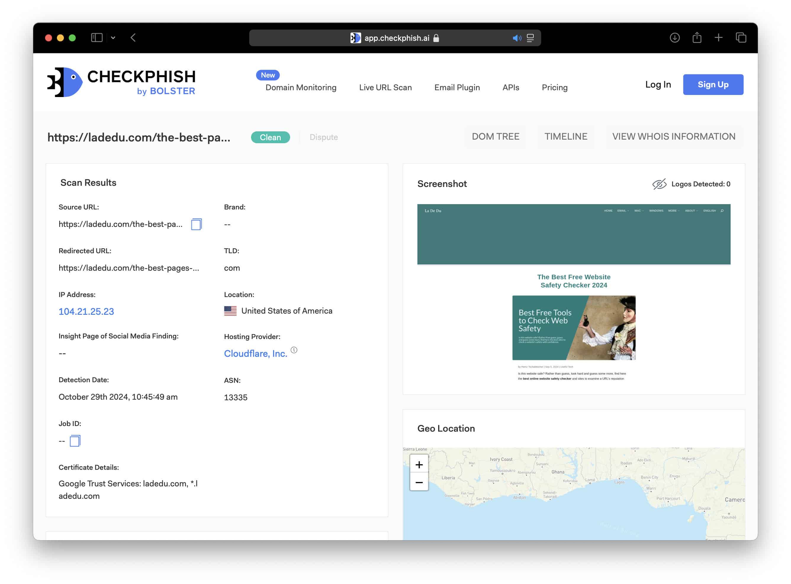 CheckPhish - Live Phishing Scans