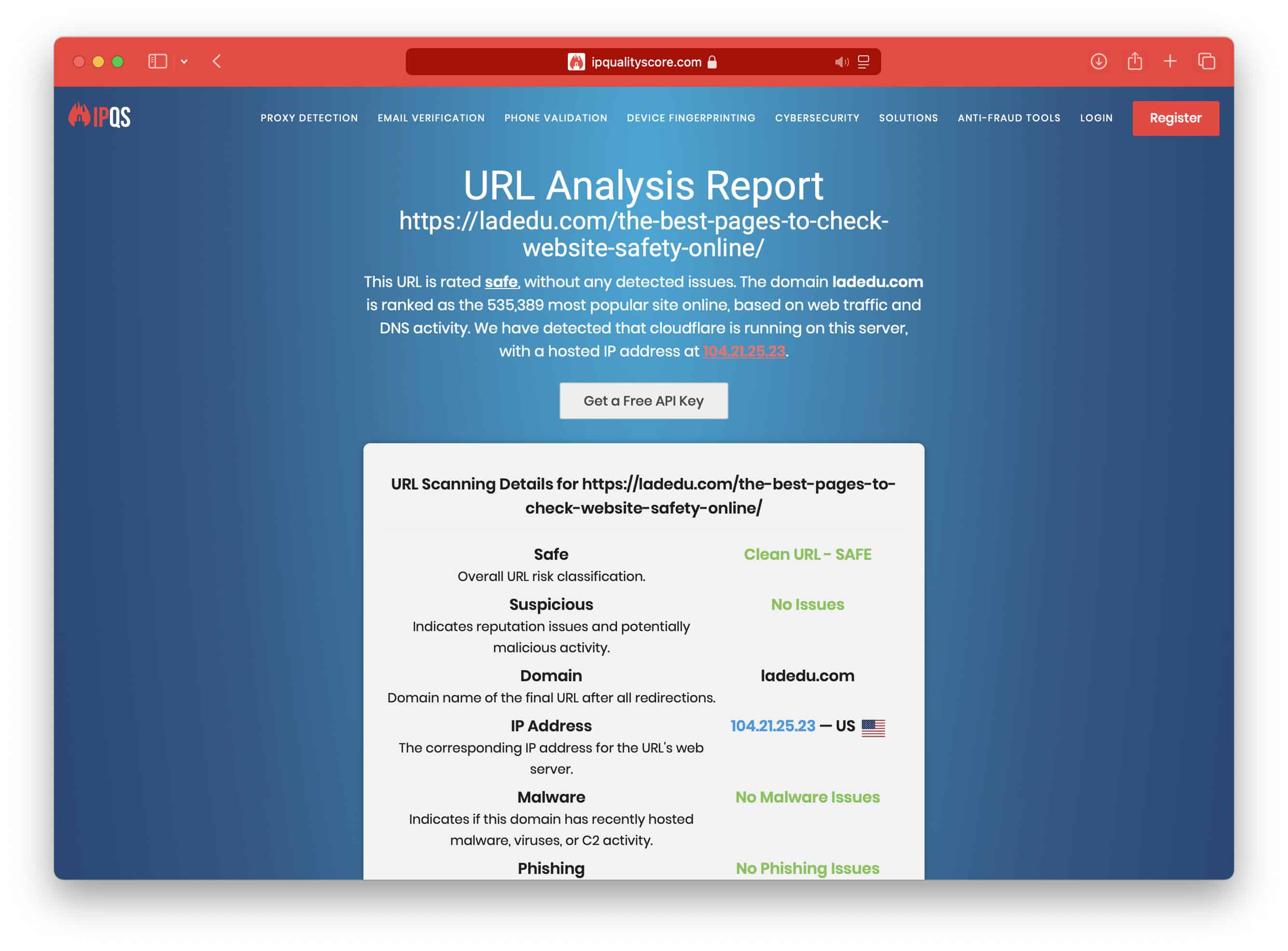 IPQS Malicious URL Scanner - Smart Second Opinion
