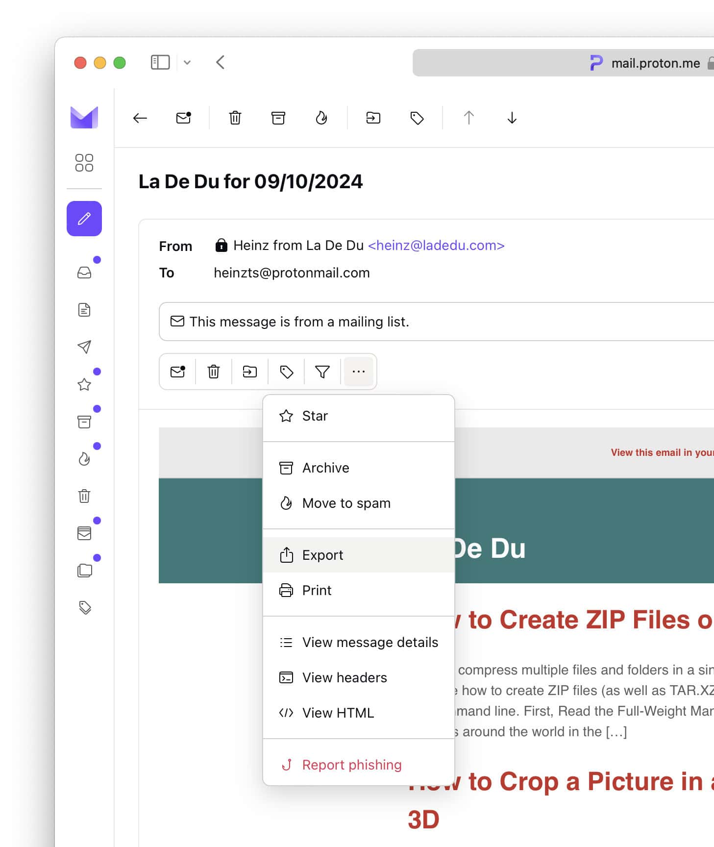 How to Export Email from Proton Mail - La De Du