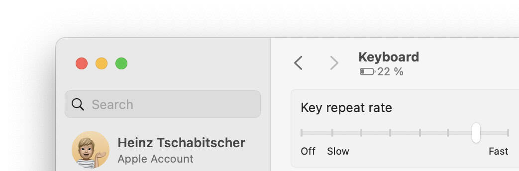 See the keyboard battery level in Mac System Settings