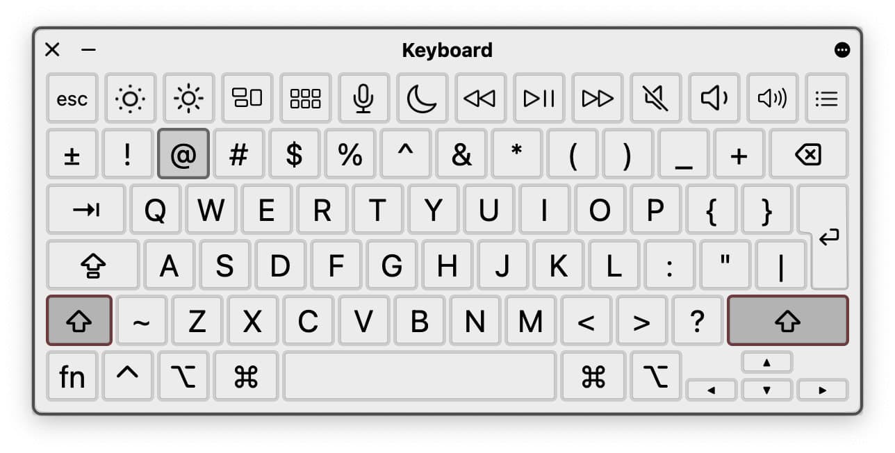 Typing the at symbol @ on a US-English Mac keyboard