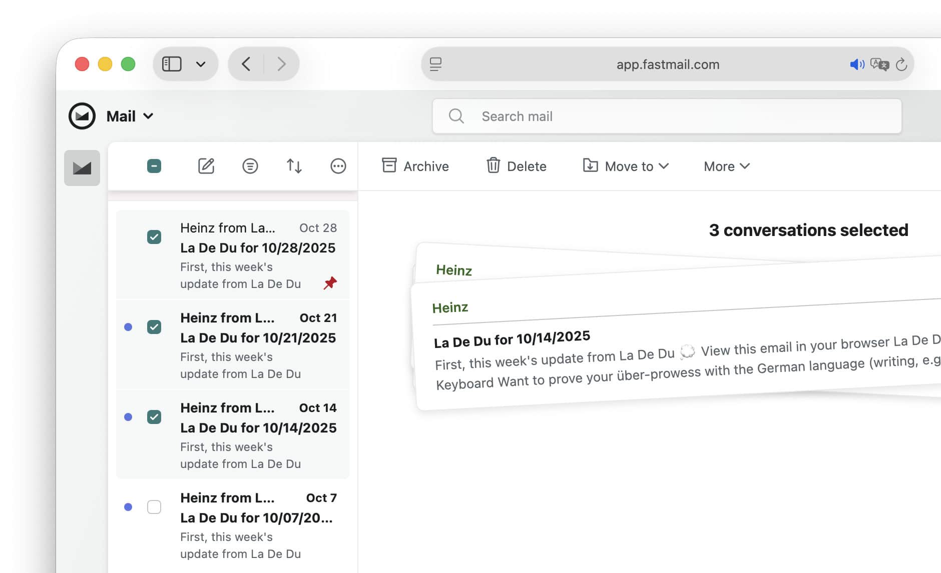 How to Select Messages in Fastmail - La De Du
