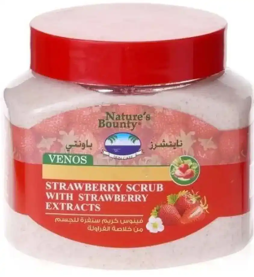 Nature's-Bounty-Venos-Strawberry-Scrub-600-G باونتي اسكراب فراوله ٦٠٠ مل - الصورة 1