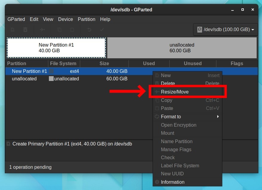 Resizing Partitions with GParted