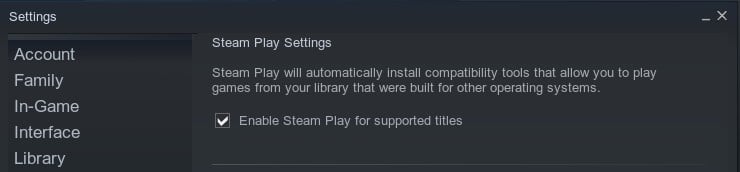 Enabling Proton on Steam