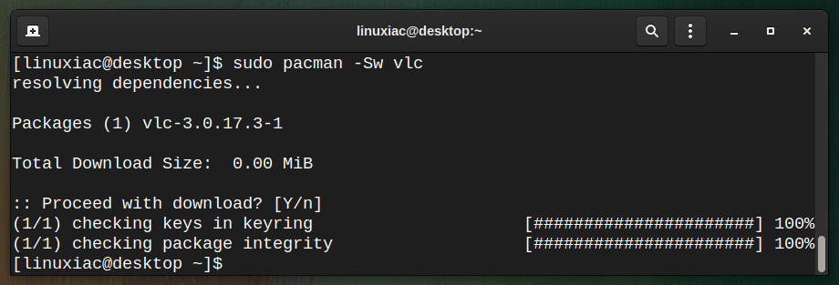 Download a package with Pacman.