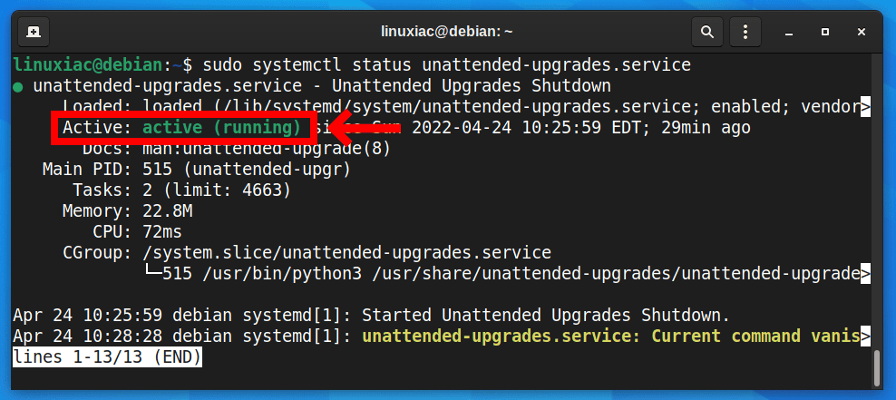 Check automatic updates service status