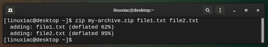 Zip files in Linux