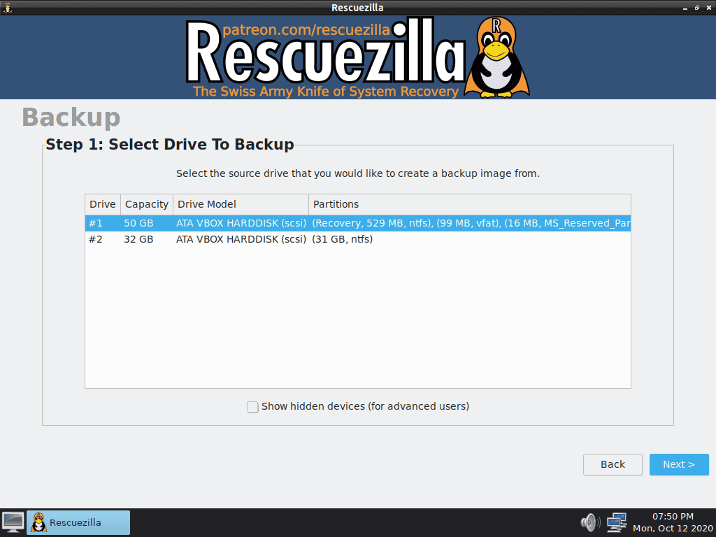 Rescuezilla backup drive