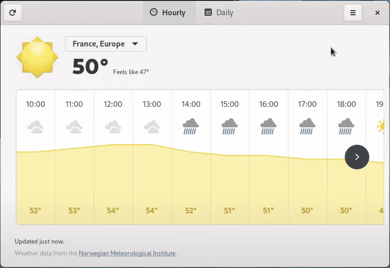 GNOME 40 Weather